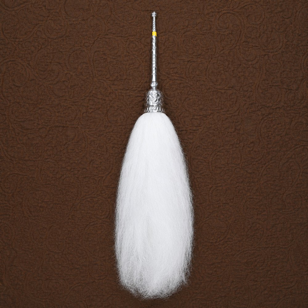 Premium Silver Handle Chaur Sahib (White Yak Hair Fly Whisk)