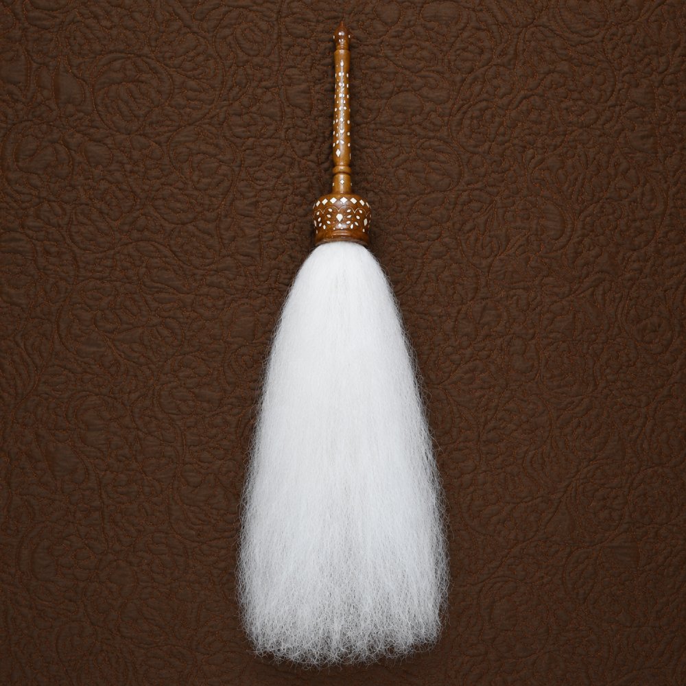 Handcrafted Wooden Chaur Sahib with White Yak Hair